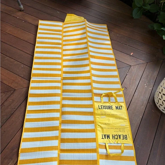 Yellow Beach Mat with Inflatable Pillow - Picture 2 of 2